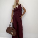 completo con pantalone palazzo e gilet incrociato couple